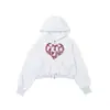 Cárdigan con capucha sudadera Y2K Millennial Hot Girl Bordado de Corazón y Letras Sudadera con capucha y cremallera multicolor retro Chaqueta para mujer