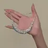 [Chanson de Paris] Colar de Franja Azul Brilhante com Diamantes Inteiros para Mulheres, Acessório de Luxo Leve para a Noite com Senso de Elegância, Corrente para Clavícula