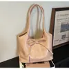 Bolsa Tote Popular para Outono e Inverno 2025 Novo Modelo de Luxo com Laço Bolsa de Ombro para o Dia a Dia Bolsa Tote de Grande Capacidade para Mulheres