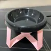 Pecolo Disco Voador Tigela para Gato Tigela para Comer e Beber Cachorro Pe Tigela para Animal de Estimação Anti-Acne Negra com Suporte para Tigela Tigela para Gato