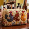 Bolso acolchado con patrón de pollito lindo transfronterizo, bolsa de cosméticos multifuncional, impresión digital, directo del fabricante