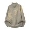 2026 Nuevo Jersey de Punto Trenzado con Cuello Alto y Media Cremallera para Hombre de Invierno, Talla Grande Camisa Básica Casual