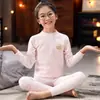 Conjunto de ropa interior térmica gruesa de algodón suave y colorido para niños, algodón puro, unisex, para niños y niñas, top y pantalones ajustados de otoño, suéter de algodón