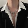 Colar de ponto cruz com contas pretas para mulheres 2024 Novo suéter de nicho de alto design Sense Suéter moderno