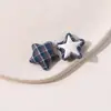 Tecido Xadrez Retrô Botão Estrela Enfeite Patche DIY Roupas Sapato Flor Brincos Joias de Orelha Chaveiro Acessórios