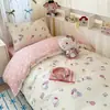 Juego de Ropa de Cama Kuromi de Algodón Puro de Cuatro Piezas Dibujos Animados Infantiles Funda Nórdica y Sábana Bajera 100% Algodón Juego de Tres Piezas para Niñas 1.5
