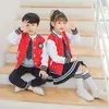 Ropa de Jardín de Infancia Británica Ropa de Primavera y Otoño Traje Azul de Tres Piezas Ropa de Béisbol de Algodón Ropa de Clase para Estudiantes de Primaria Uniformes Escolares Deportivos
