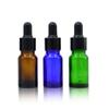 Fabricante Venta al por Mayor 10ml Marrón Verde Azul Negro Transparente Botella Cuentagotas de Aceite Esencial Botella de Vidrio Recargable Pequeña Capacidad