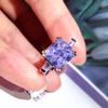 Anillo princesa de diamantes cuadrados con ocho corazones y ocho flechas incrustados en AliExpress Explosions, joyería de oro rosa y plata de 18 quilates para Europa y América.