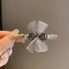 Presilha de Cabelo Preta Versátil com Laço de Rede, Elegante Presilha Jacaré para a Parte de Trás da Cabeça, Grampo de Cabelo com Strass, Acessório de Cabelo com Presilha Lateral de Rede
