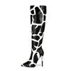 2026 Nuevas Botas de Moda Extrafinas con Estampado de Cebra Estilo Europeo y Americano Punta Fina Versátiles Botas de Moda de Tacón Súper Alto para Mujer