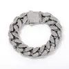 Corrente Cuban Link Banhada a Ouro Europeia 18MM Cobre Zircônia Diamante Completo Pulseira de Personalidade Masculina Colar Tendência Moda Estilo Grosso