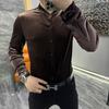Otoño e Invierno Nuevas Camisas de Terciopelo para Hombre que No se Plachan Modernas Slim Business Casual Versátiles Camisas de Manga Larga