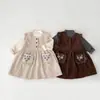 Vestido Coreano para Niñas, Colección Otoño 2025, Vestido Chaleco, Nuevo y Elegante Vestido Bordado para Bebés en Otoño