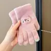 Luvas de Meio Dedo Infantis de Inverno, Luvas Quentes de Tricô Pelúcia Sem Dedos, Acessórios de Mão Fofos de Desenho Animado com Tampa Flip para Meninas
