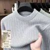Suéter engrosado de mezcla de lana de 10 A, 600 g, para hombre, nuevo suéter de lana jacquard de cuello redondo para hombre, otoño e invierno 2026