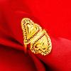 Vietnã Areia Ouro Latão Banhado A Ouro Imitação Anel Feminino Criativo Casamento Moda Flor Abertura Grande Anel
