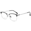 Nuevo Estilo Refinado Travieso Genial Montura de Gafas 50035M Ultraligera Titanio Puro Negro Plata Montura de Gafas para Miopía Estilo Hombre Lentes de Prescripción