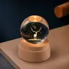 Madera Maciza Bola de Cristal Giratoria Luz de Noche Cielo Estrellado Adorno de Escritorio Creativo Artesanía Temporada de Graduación Regalo Personalizado
