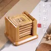 Conjunto de Porta-Copos de Bambu Redondo Cobertura Conjunto Almofada de Isolamento Térmico para Xícara de Chá Porta-Copos Quadrado para Acessórios da Cerimônia do Chá Kung Fu Xícara de Chá