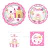 Mm055 Castillo de Princesa Fiesta de Niñas Fiesta Festiva Pancarta para 8 Personas Juego de 4 Piezas Plato de Papel Vaso de Papel