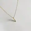 Collar Colgante de Plata de Ley S925 Nalan de una Palabra Cadena Elegante de Clavícula de Barra Recta Pequeña con Fila de Diamantes D9351
