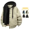 Nueva Chaqueta de Cuero PU con Capucha de Dos Piezas Falsas para Primavera y Otoño Chaqueta de Cuero para Ciclismo y Motocicleta para Hombre Estilo Retro Nostálgico de Calle Americana