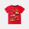 Camiseta de Manga Corta para Niños Transfronteriza con Estampado de Dibujos Animados de Excavadora para Primavera y Verano, Tops Estilo Europeo y Americano, Al por Mayor en Stock