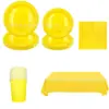 Platos de Papel Desechables Tema de Color Puro Juego Vasos de Papel Espesos Platos de Papel Servilletas de Papel Suministros para Fiestas Ecológicos y Biodegradables