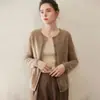 Cárdigan de punto de cachemira versátil para mujer, chaqueta suéter de color sólido con cuello redondo y suéter holgado adelgazante para mantener el calor