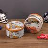 Caja de dulces con temática de Halloween, caja redonda de galletas de caramelo, regalo para niños, caja de embalaje de calabaza con castillo para el día de Halloween