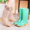 Botas de agua para mujer, impermeables, antideslizantes, zapatos de agua, de media pantorrilla, con forro de polar, botas de agua para adultos, zapatos de cocina, acolchados de algodón, cálidos, de trabajo, antideslizantes