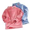 Camisa de cuello alto gruesa con forro polar para niños y niñas, de otoño e invierno, con cuello medio alto y manga larga cálida.