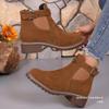 Botas Martin de mujer transfronterizas europeas y americanas nuevas de otoño e invierno con hebilla de cinturón elástico, botas de tacón cuadrado con cabeza redonda, zapatos de mujer