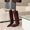 Altura del tacón 5 cm Estilo europeo y americano minimalista nicho estilo diseñador punta fina blogger de moda ins botines de tobillo botas largas botas adelgazantes