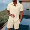 2023 Europa e Estados Unidos transfronteiriço Amazon AliExpress verão masculino terno casual de camisa de manga curta e calça de praia