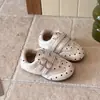 Sapatos Mary Jane Rasos de Bolinhas Infantis Outono Estilo Coreano para Meninas Estudantes com Velcro Solado Macio Calçados Casuais