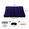 Set rectangular de máscara de ojos inflable de PVC flocado y tapones para los oídos, almohada inflable flocada suave, almohada inflable simple para siesta