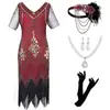 Popular Vestido de Noche Retro con Lentejuelas Gatsby 1920s Europeo y Americano Vestido de Graduación Cuello en V Borla Transfronterizo