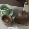 Arte Abstracto DIY Cara Humana Plato de Almacenamiento Molde de Resina Yeso Cemento Recipiente para Velas Taza Molde de Silicona