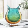 Vaso de Vidro Soprado Artesanal de Parede Grossa Sentido Avançado Luxo Leve Arranjo de Flores Criativo Enfeites Decorações para Casa Enfeites de Vidro
