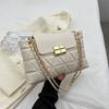 Bolso de Cadena Lingge para Mujer 2023 Nuevo Casual Combinable Bolso de Hombro Cruzado Color Sólido Solapa Suave Bolso Cuadrado Pequeño