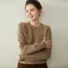 26 Suéter de Cachemira para Mujer Otoño/Invierno, Cuello Redondo, Diseño de Hombro Raglán, Engrosado, Color Sólido, Corte Holgado, Efecto Adelgazante, Top de Punto Base