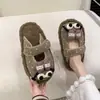 Pantuflas de Algodón Cálidas de Invierno para el Hogar Estilo Coreano Paso Cálido 2026 Plus Sensación de Dibujos Animados Poop Lunares Suela Gruesa Pantuflas de Felpa para Mujer