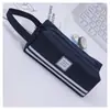 Estojo de lápis criativo de grande capacidade simples de tecido Oxford com zíper duplo para estudantes masculinos e femininos bolsa de material escolar portátil com logotipo impresso