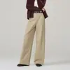 Pantalones de traje grises de pierna recta para mujer, nueva colección primavera/otoño 2026, de cintura alta, fluidos, casuales y de pierna ancha que estilizan para el trabajo