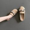 Pantuflas Baotou para mujer, estilo verano 2023, nuevas sandalias francesas planas con lazo antideslizantes y perezosas.