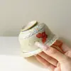 Tigela de Cerâmica com Tampa Glaceada de Caramelo e Borboleta Orquídea Pintada à Mão, Dinastias Tang e Song, Estilo Antigo, Conjunto de Chá Kung Fu, Tigela de Chá Doméstica com Borda de Flor