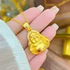 Colgante de Collar de Buda Maitreya Sonriente Chapado en Oro Nuevo Estilo Chino Colgante de Buda de Vientre Grande Cadena para Clavícula Accesorios DIY