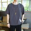 T-shirt de linho masculino manga curta Tang-style chinês estilo masculino retrô gordo moda plus size linho de algodão meia-manga roupas finas soltas